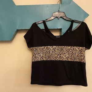 Cheetah /leopard print off the shoulder top